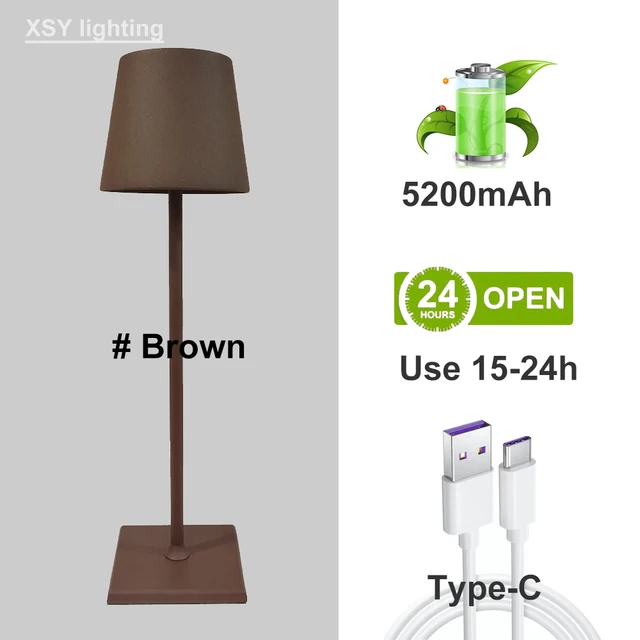 Cordless Rechargeable Table Lamp - Waterproof Touch Switch 6