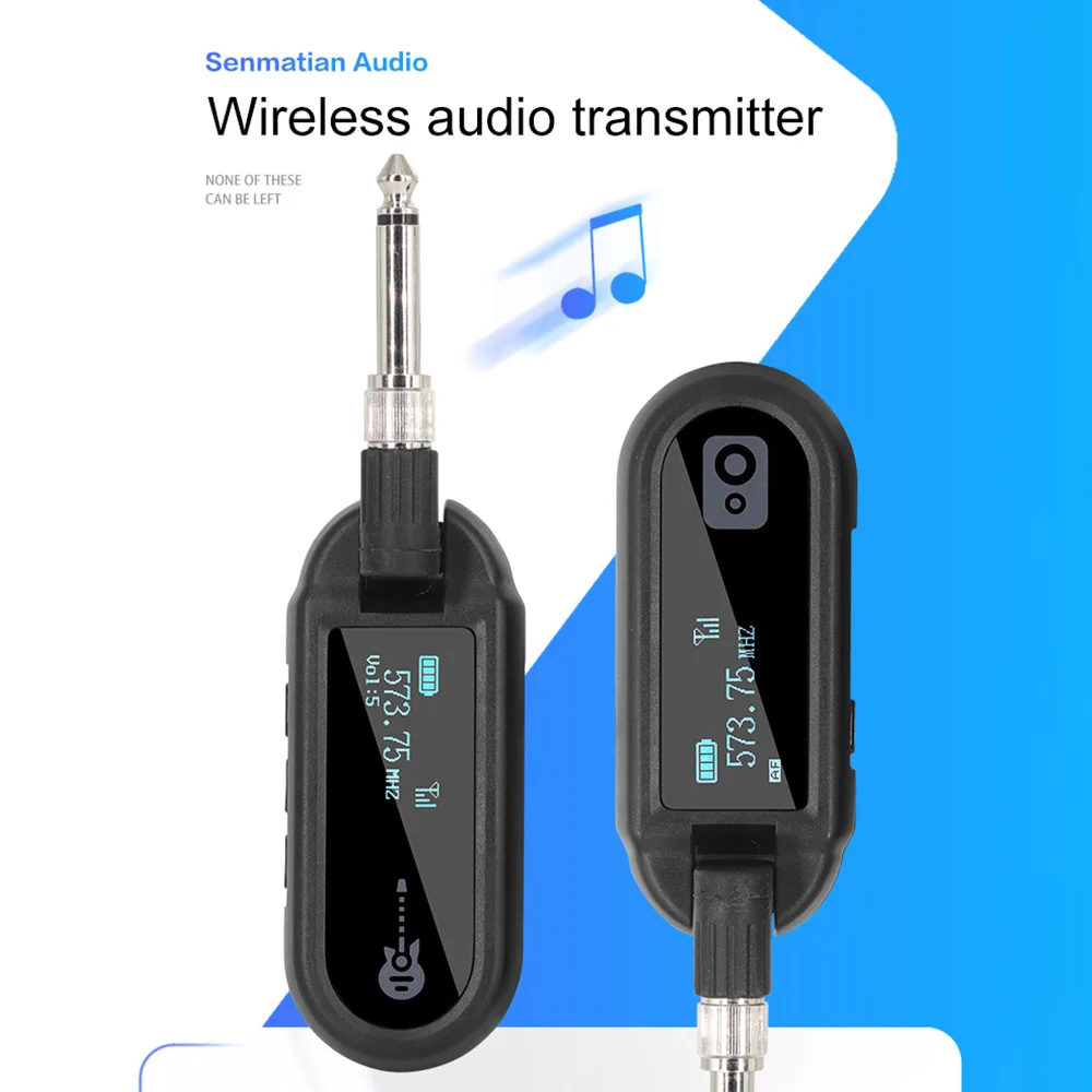 Wireless Guitar System Rechargeable Guitar Transmitter Receiver Set UHF Adjustable Volume for 6.35mm and 3.5mm