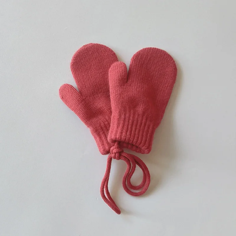 Winter Gloves Baby Mittens Candy Color Woolen Baby Gloves Winter Halter Mittens for Children Girl Boys Kintted Kids Mitten Warm Infant Accessories