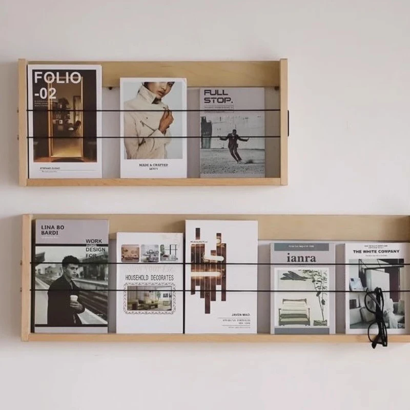 Wooden Wall Magazine Racks Shelves Storage Display Corner Bookcase Sideboards Bookends Libreria Scaffale Minimalist Furniture book stand storage rack trolley