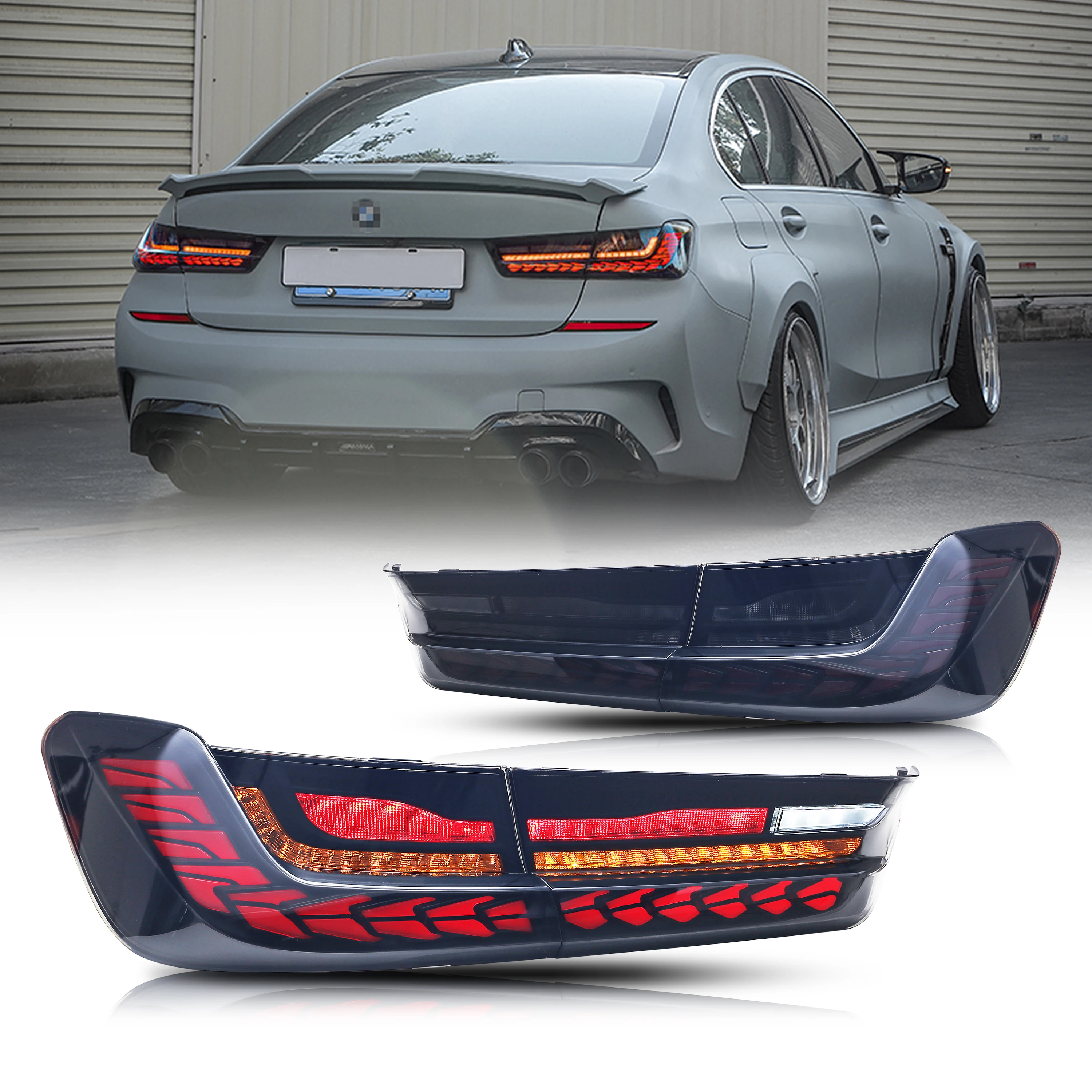 LED Tail Lights for BMW 3 Series G20 Dragon scale 2019-2021 With Start Up Animation Sequential Turn Signal Rear Lamp Assembly