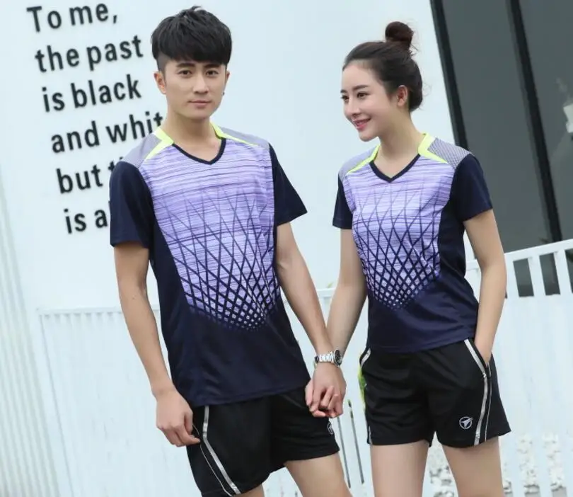 New women/men Badminton men sport t-shirts sets,Men Tennis Shorts polyester Breathable table tennis Sport jersey +shorts sets