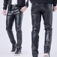 Fashion Men's Synthetic PU Leather Pants Casual Long Pants Nightclub Stage Slim Fit Trousers Stretch Pencil Pants 5