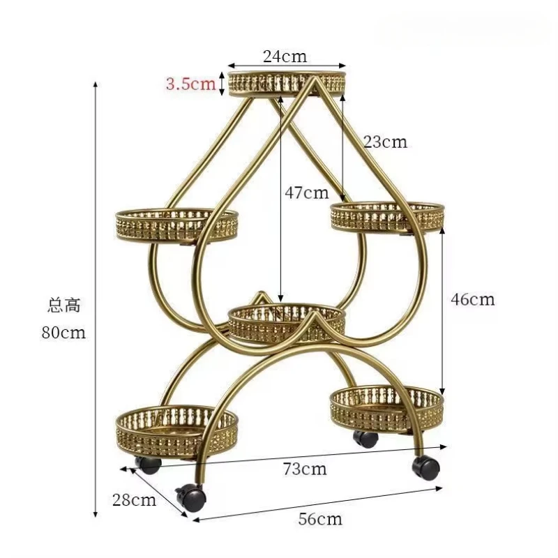 Heart-Shaped Iron Multi-Tier Plant Stand with Wheels Living Room Flower Stand Indoor Decorative Green Plant Shelf Heavy Loading