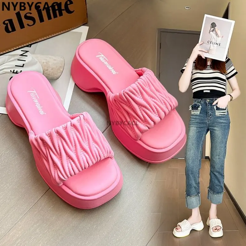 

2023 Summer Platform Sandals for Women Fashion Casual Hemp Wedges Slippers Thick Sole Open Toe Outdoor Beach Woman Walking Shoes