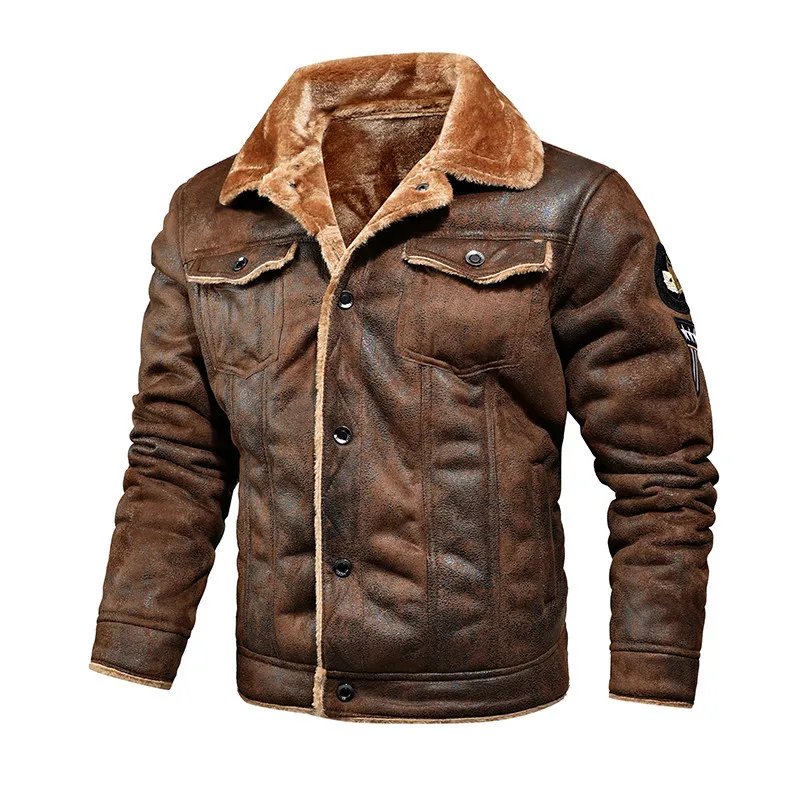 2024 Men's Autumn and Winter New Oversized Plus Velvet Thick Leather Jacket Youth Fashion PU Leather Jacket Coat Size M-4XL