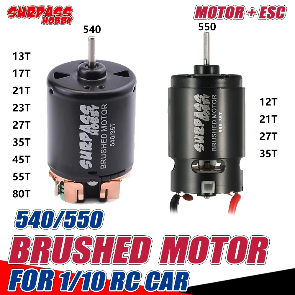 SURPASS HOBBY Brushed Motor 540 550 Brushed ESC 60A T/xt60/Tamiya Plug for 1/10 RC Crawler