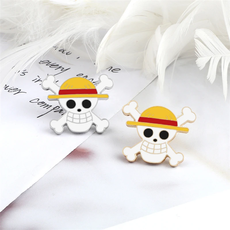 Enamel Pins Anime Skeleton Brooch Pirate Skull Enamel Pins Cosplay Badge Backpack Cloth Denim Lapel Pin Jewelry Gift Comic Related Products