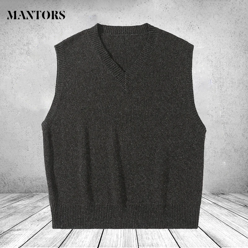 Sweater Vest Men‘s Simple All Match Sleeveless Vests Male V neck Solid