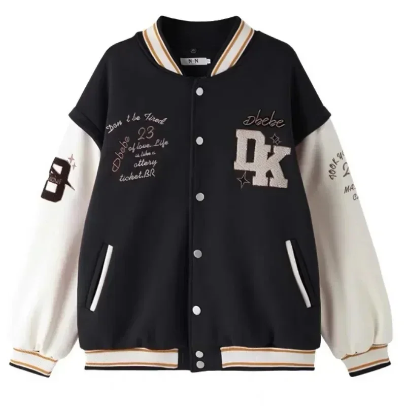 Casaco de Beisebol Vintage Y2K em Estilo Hip-Hop com Bordado Multi