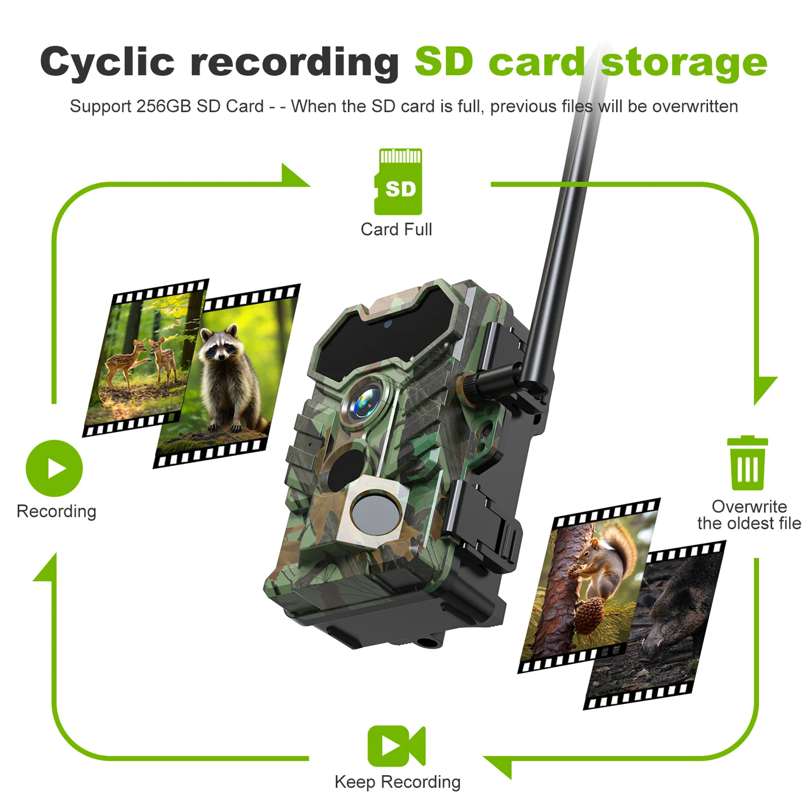 Outdoor Wireless Solar Powered Hunting Camera 32MP BT Infrared 4G SIM Card BT Quick Connect Wildlife Solar