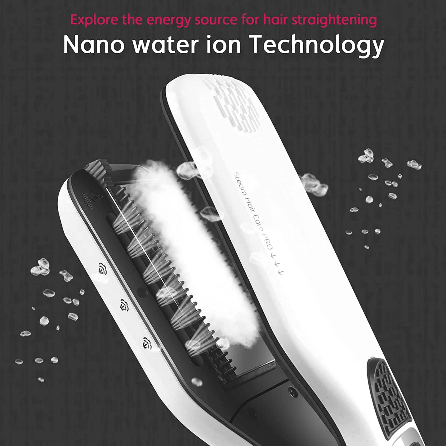 Electric Steam Hair Straightener Professional Ceramic Wide Hair Curling Flat Iron Plates Lcd Display Hot Comb Straightening