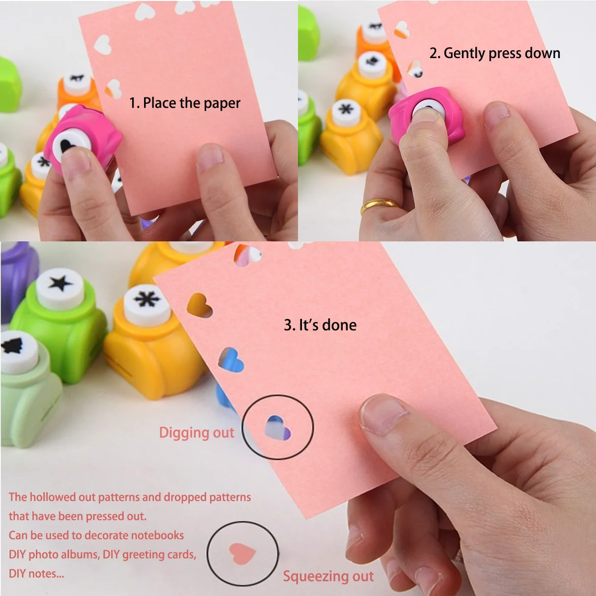 Embossing Maker 6pcs/set Mini Embossing Punches (Random colors)DIY Scrapbooking Machine Portable Embossing Tool Various Patterns