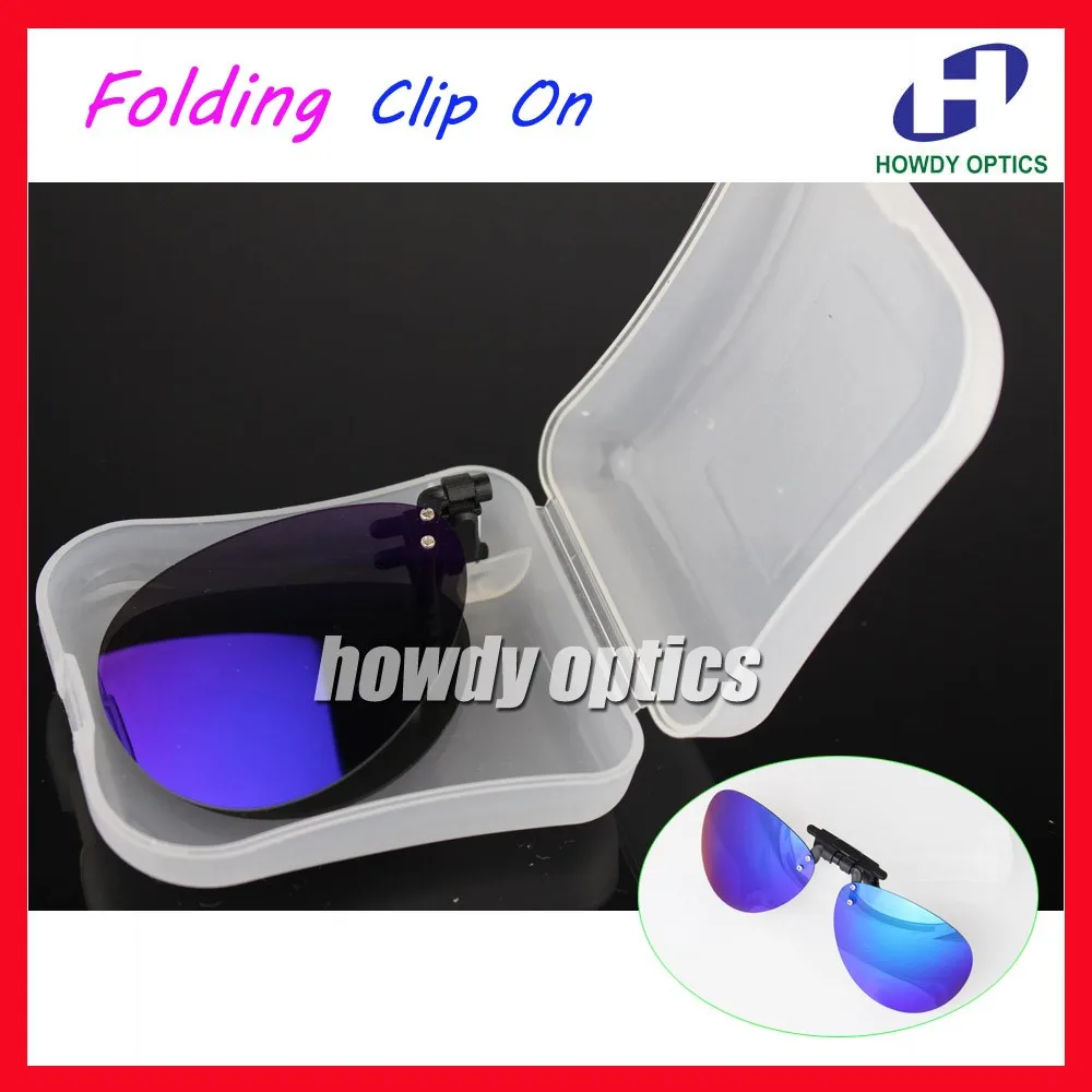 

Retail Mirror Lens Frog Driving Glasses Eyeglasses Sunglass Folding Polarized Clip On Sunglasses With Plastic Case Free Shipping