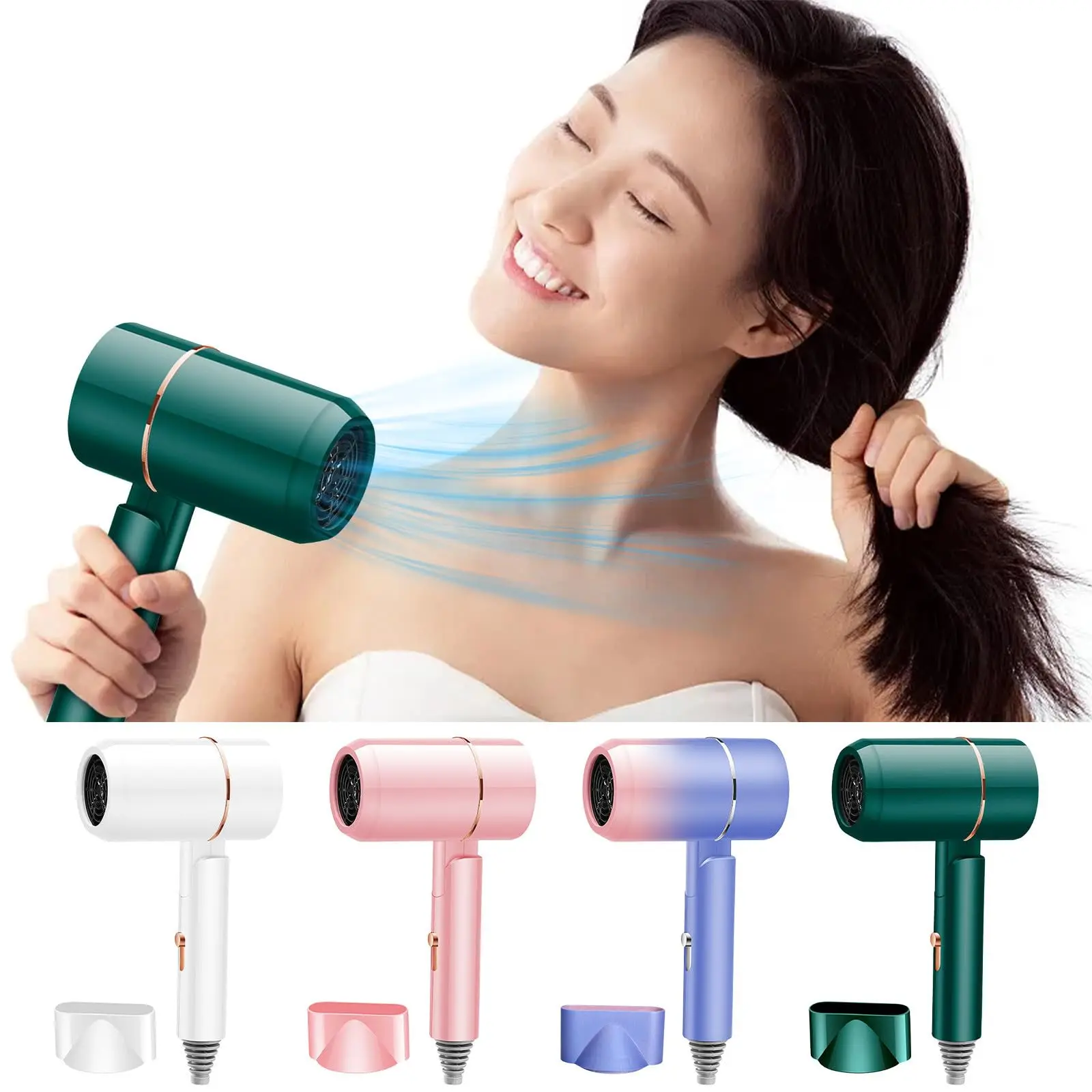 

Portable Mini Blow Dryer with Nozzle,Foldable Hair Dryer,3 Speeds,Blue Light Fast Air Drying,for Travel Hotel Dormitories