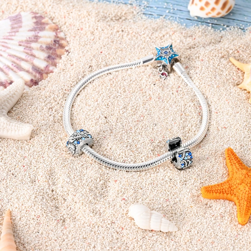 Fit Original Charms Beads 925 Sterling Silver Clip Charms Zircon Silicone Spacer Beads for Bracelet Women DIY Gift Party 3