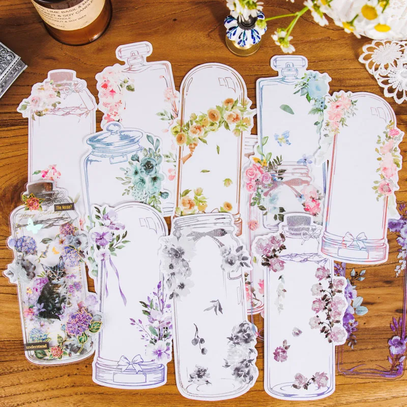 10Pcs/Pack Ink Style Bottle Pattern Decorative Material Handmade Collage Aesthetic Scrapbooking Card Notebooks Design Supplies