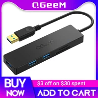 QGeeM USB Hub 3.0 Adapter 0.11m Card Reader USB Splitter for Xiaomi Laptops Macbook Pro USB 3.0 Hub for PC Computer Accessories 1