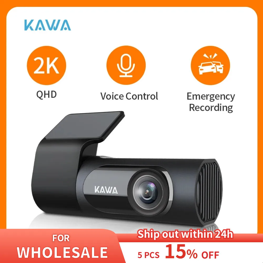 Dash Cam 2K, Kawa 360 Dash Camera for Cars 1440p with Color Night Vision, Voice Control, Black