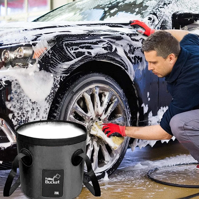 NUKASEN Folding Car Water Bucket 20L Gallon Container Portable Wash Basin For Camping Fishing Travelling Outdoor Car Washing folding bucket water bucket car wash bucket