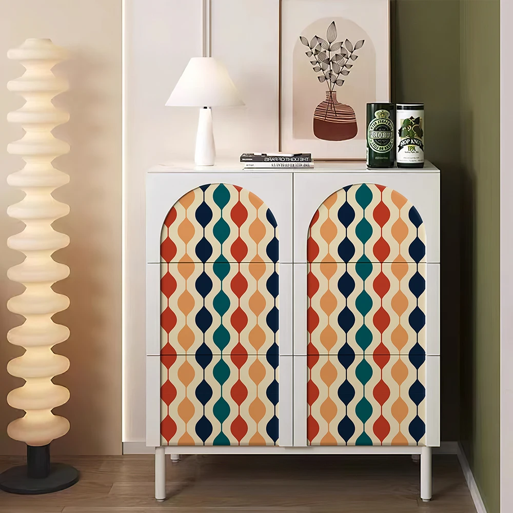 Rero Boho Wavy Line PVC Wallpaper Self-adhesive Waterproof Bathroom Kitchen Wall Decor Colorful Cabinet Vinyl Sticker 2