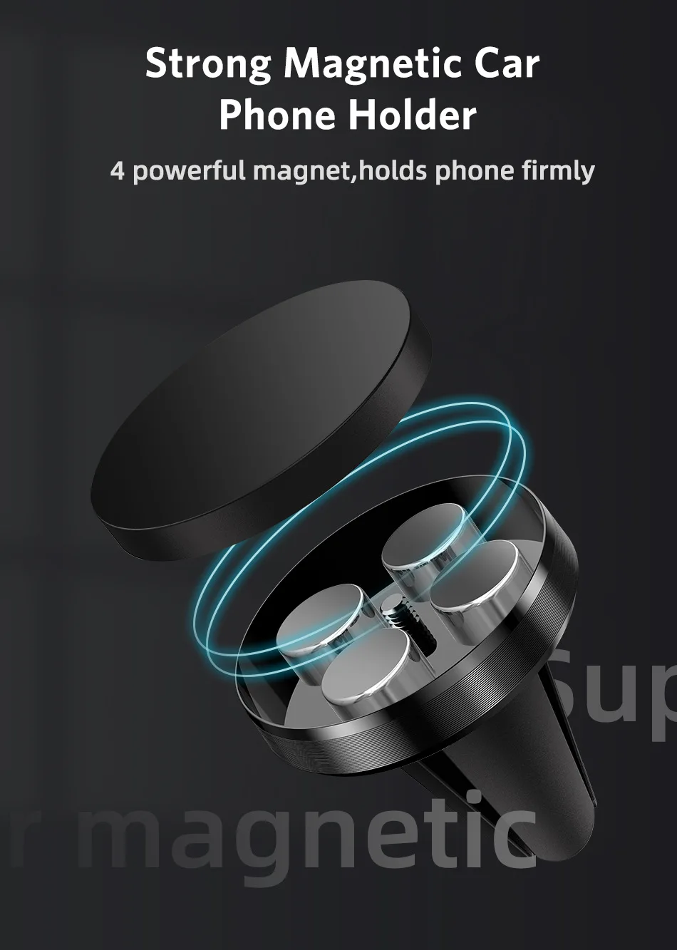 Round Universal Magnetic Car Phone Holder Anti-Shake Phone Holder Mount Car Dashboard Air Outlet Car Holder For iPhone Huawei wireless charging stand for iphone and apple watch