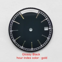Glossy Matte Dual - Tone Watch Dial with Gold Hour Index and Luminous Green Accents (NO.17 Glossy black)