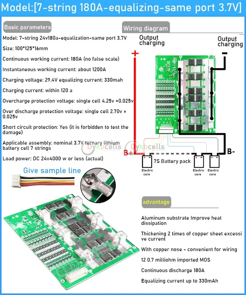 6S 7S 8S Li-Ion Lifepo4 Lithium Batterie Schutz Board BMS Balance 50A 100A 130A 230A300A Strom 24V Energiespeicher RV Power – Detail 10