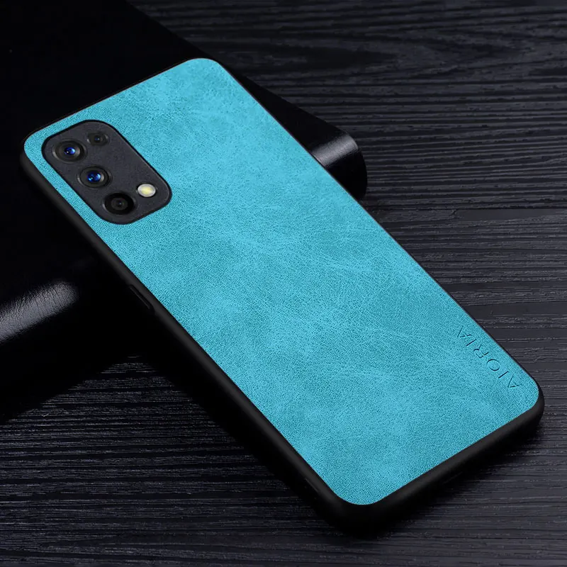 غطاء واقٍ من الجلد الصناعي لهاتف Realme ، لون صلب...