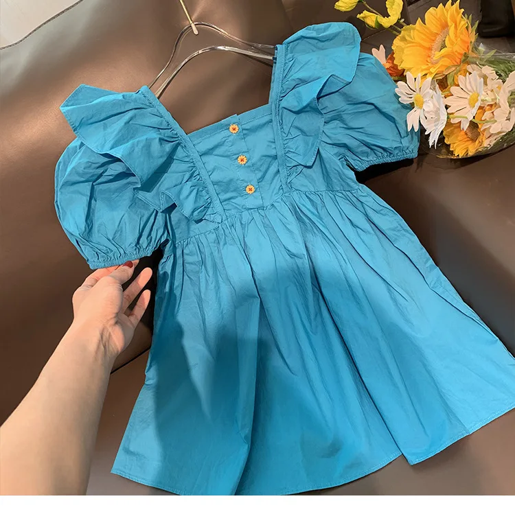 Kinder kleid 2024 neue Mädchen Sommer mode Blase Ärmel Bogen einz eilig Kragen Kleid Säugling Prinzessin Kleid 0-6 Jahre alt – Detail 28