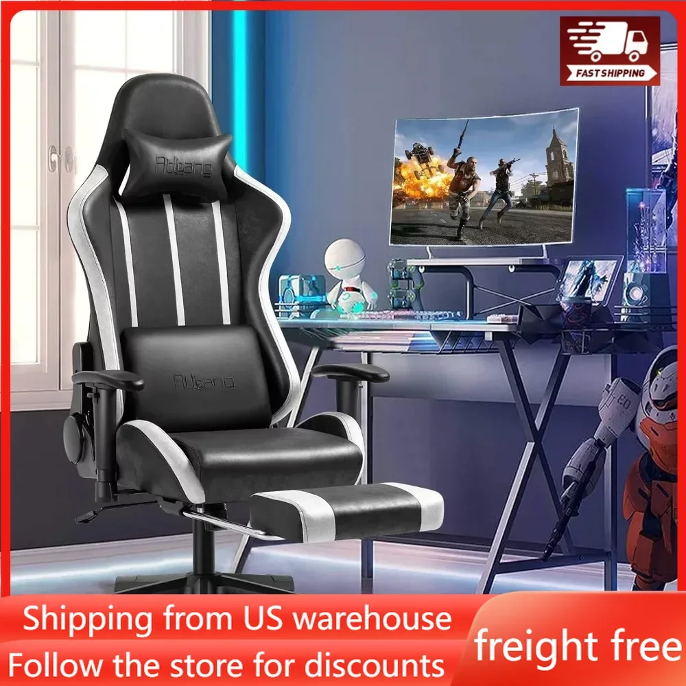 

Ergonomic Chair for Office 330lbs Heavy Duty Racing Computer Chair Reclining Game Chair for Adults Gamingchair Leath-Aire Fabric
