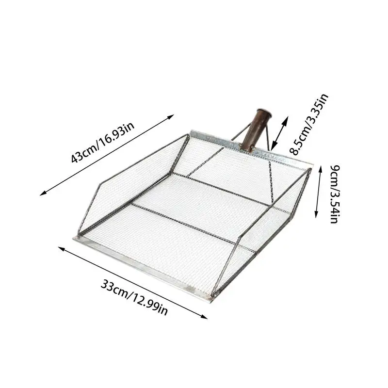Grain Sieve Shovel Stainless Steel Easy Grip Soil Sieve Sifting Shovel Ergonomic Multifunctional Farm Harvest Strainer