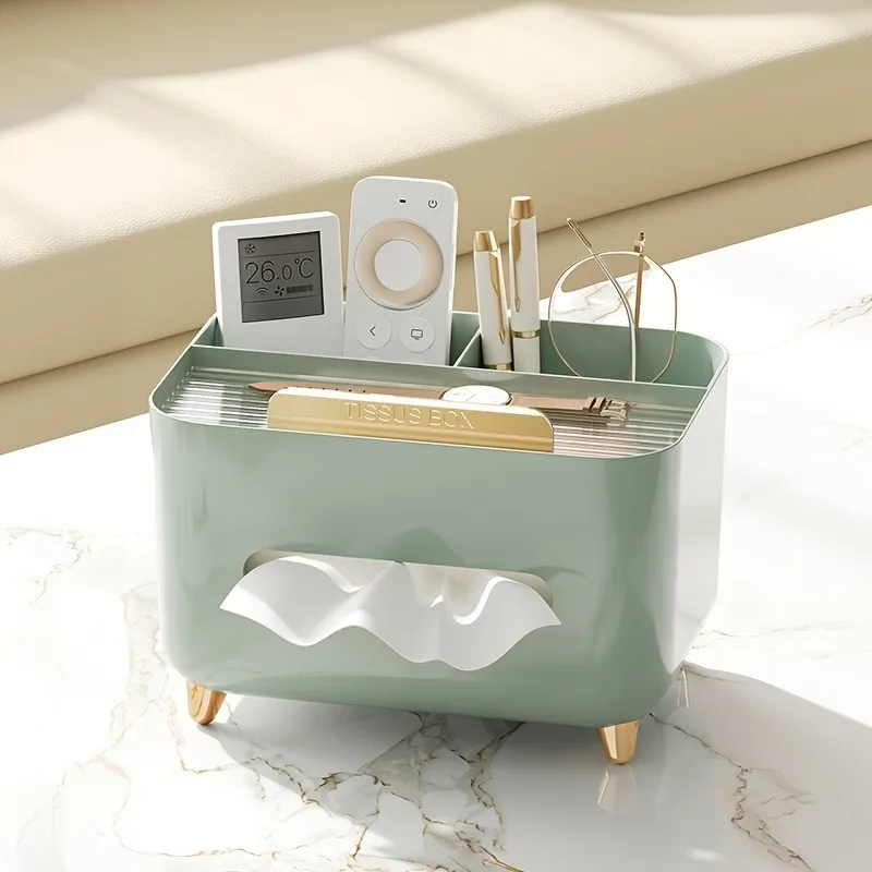 1pc, Multifunctional Desk Organizer, Tissue Boxes, Remote Control And Miscellaneous Storage Box, Car Desktop Tissue Holder 6