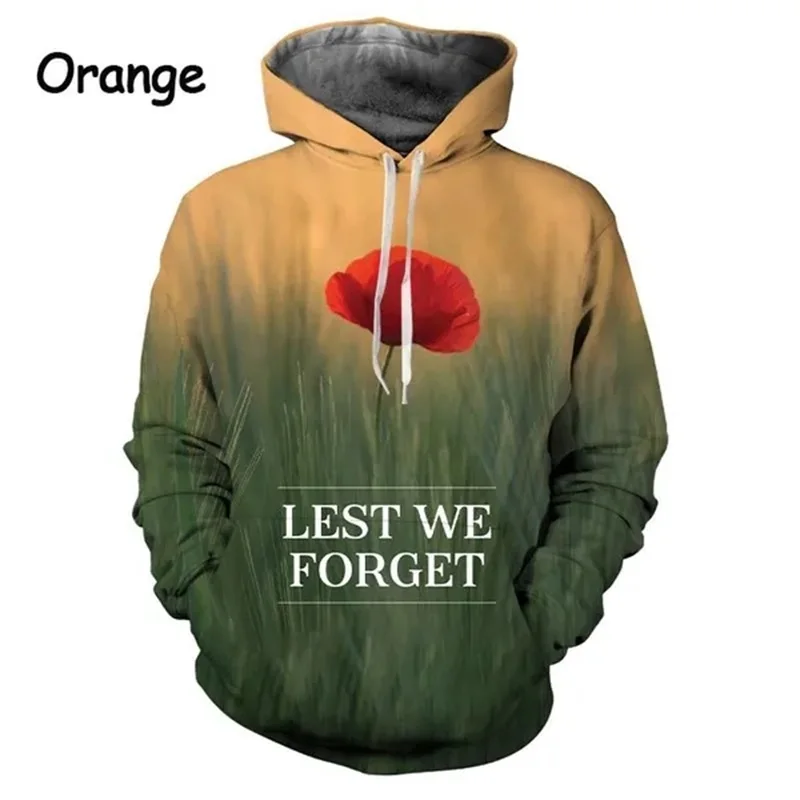 thumbnail image 1 of Sudadera con capucha para hombre y mujer con estampado 3D Lest We Forget, informal, de gran tamaño, ropa de calle, 1 of 5