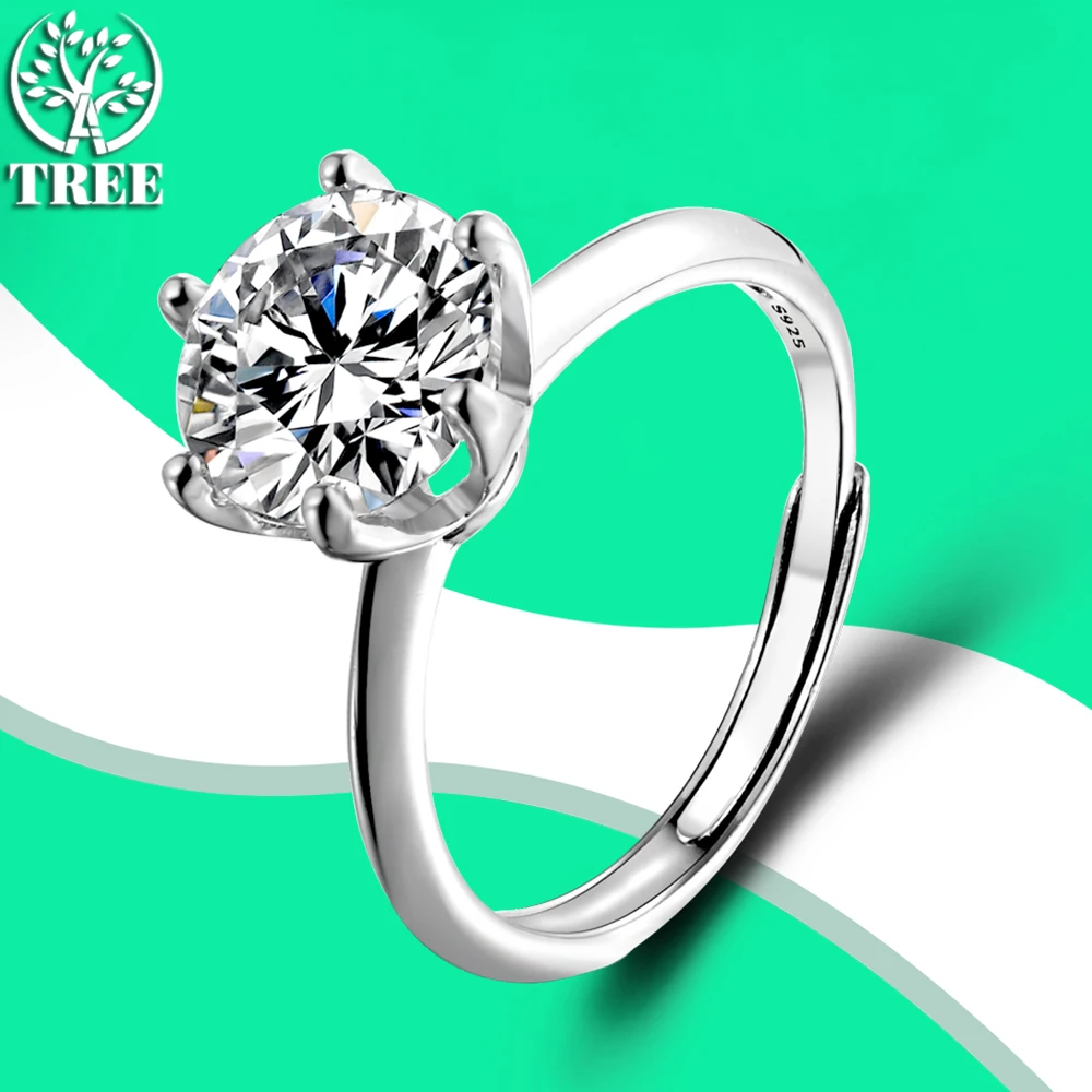 ALITREE 0.5/1/1.5/2/3ct Excellent D Color Moissanite Rings 100% 925 Sterling Sliver Diamond Cocktail Ring Fine Jewelry for Women