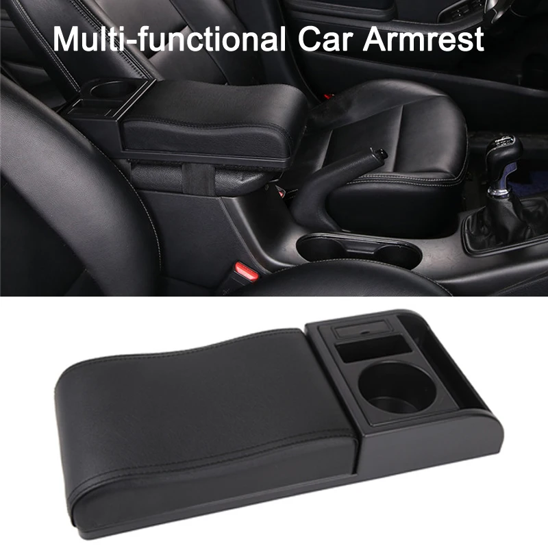 

1pc Black Car Armrest Booster Pad Multi-function Storage Box Cover Decorate Protection Center Armrest Box Booster Car Accessorie