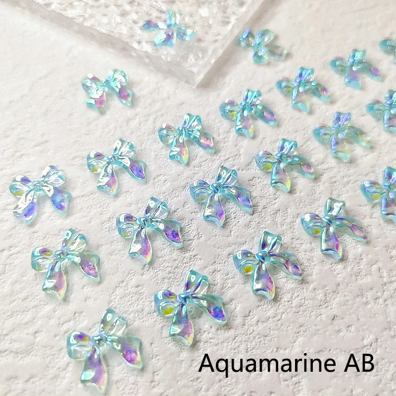 오로라 AB 11x1mm 송진 활 매듭 네일 아트 장식, 라인석 DIY 투명 매니큐어 디자인 액세서리, 30 개, 100 개