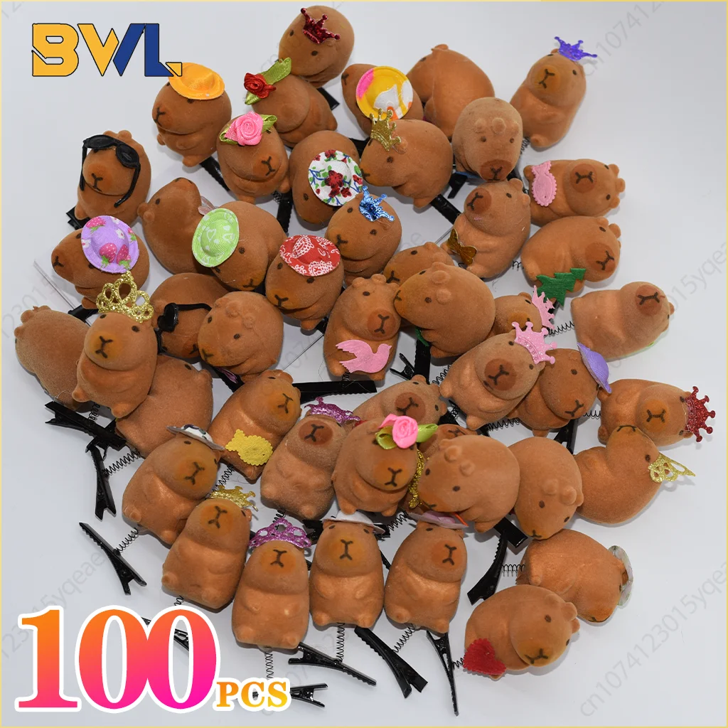 10-100PCS Kawaii Bow Tie Little 3D Capybara Hairpin Spring Clip Duckbill Clip Bangs Clips Side Clips Headwear Hair Accessories 1