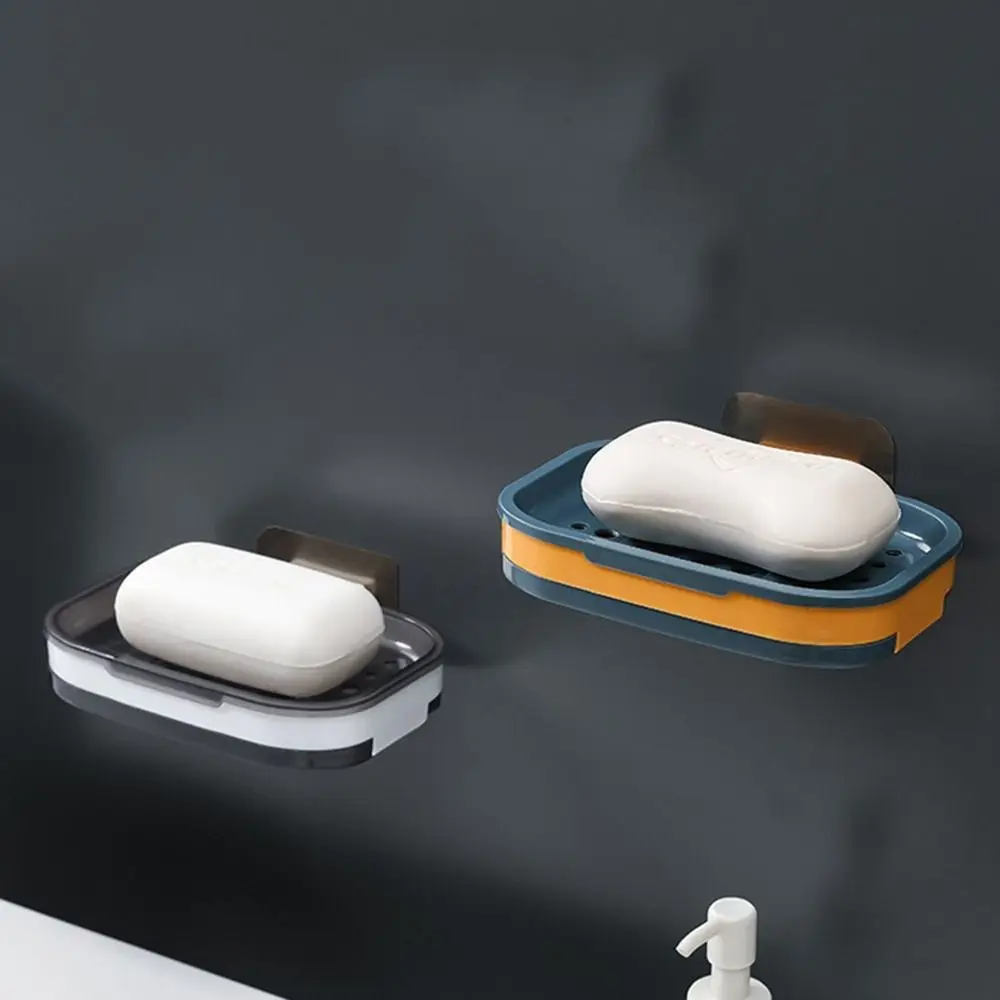 

Multifunctional Wall Mounted Strong Suction Bathroom Supplies Double Layer Soap Holder Soap Box Soap Tray Soap Dishes