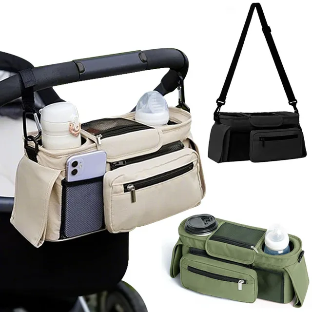 Sac de rangement pour poussette de bébé, sac suspendu de voyage de grande capacité, sac pour maman, porte-bouteille de téléphone, sacs à couches, accessoires de poussette pour bébé 1