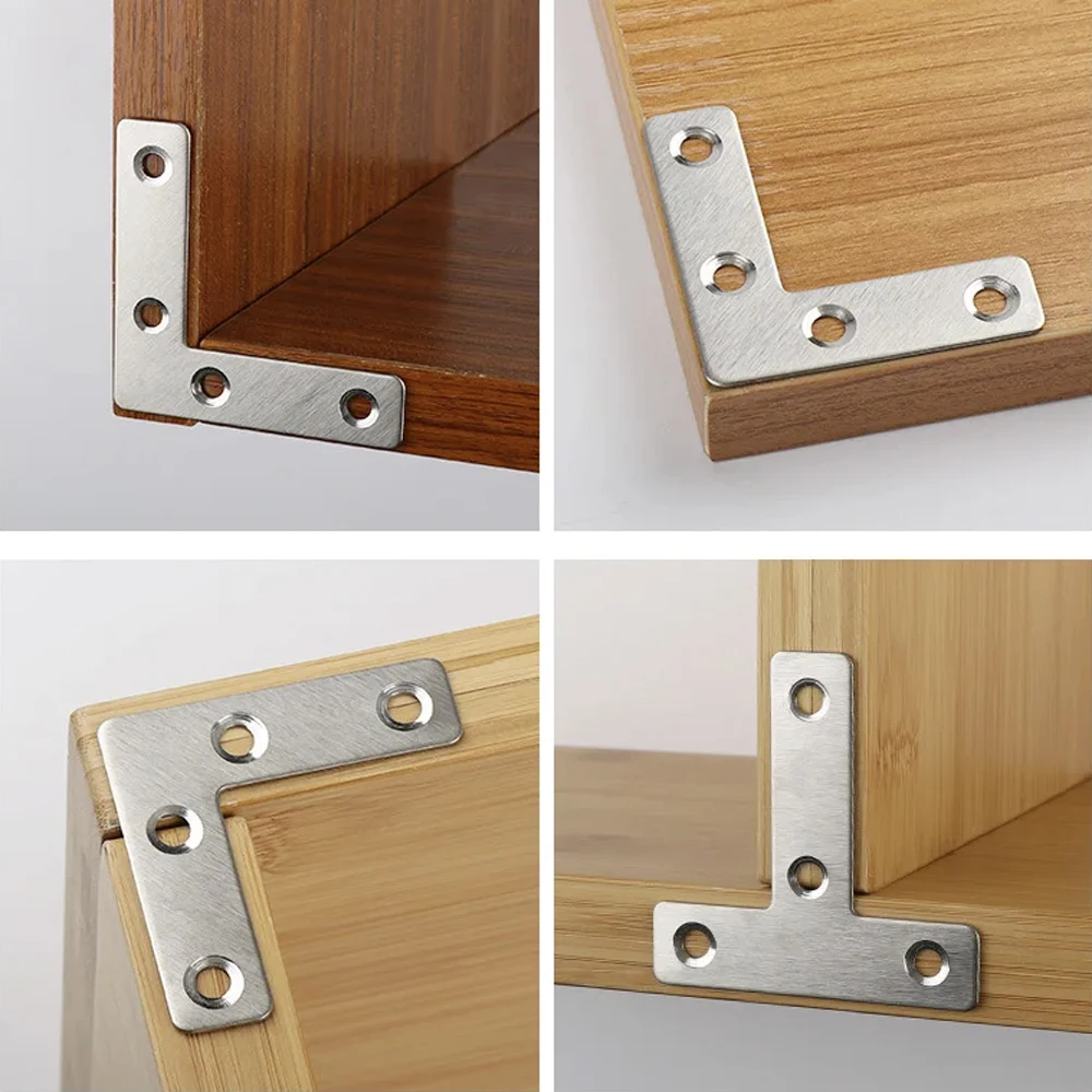 Stainless Steel Corner Bracket Bracket Extrusion plate fastener L /T 12Pcs connection plate Heavy duty flat Angle brace stainless steel angle bracket,angle bracket,angle connector
