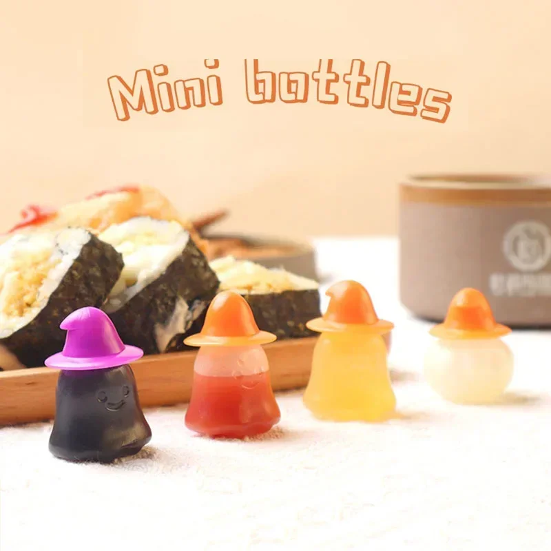Seasoning Bottle Sauce Bottle Squeeze Bottle Mini Seasoning Sauce Bottle Halloween Pumpkin Ghost Tomato Ketchup Salad Dressing Container Pot for Bento Lunch Box Kitchen Jar