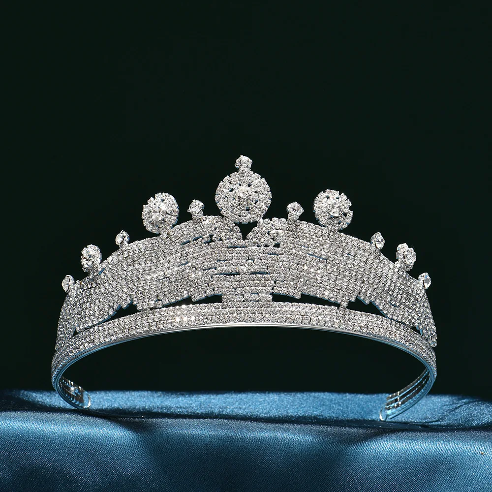 Royal Queen Silver Diademi Da Sposa Corone Di Cristallo D'Oro Gioielli Da Donna Eleganti Copricapo Pageant Diadem Accessori Per Capelli Da Sposa