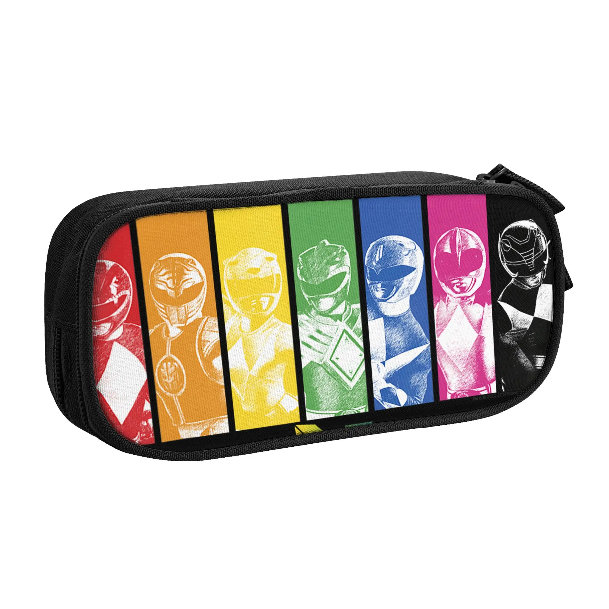 Large Capacity Bags for Child Cartoon Power Rangers Retro Distressed Rainbow Character Panels  Handheld Study Bag 1