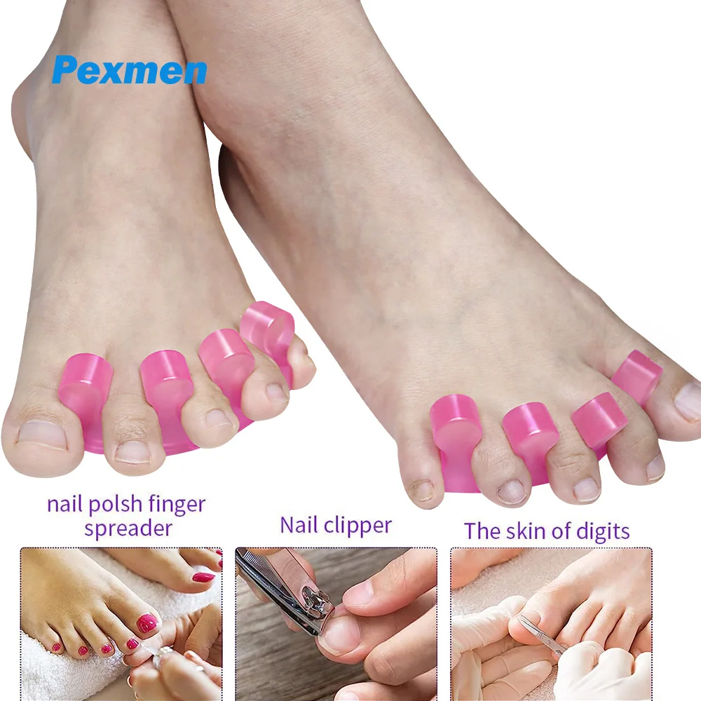 Pexmen 2Pcs/Pair Toe Separators for Nail Polish Toe Spacers Toe Nail Separator for Separating Toenails or Nails Gel Pedicure Kit index separator page notebooks a4 dividers binder pastel loose leaf markers pp subject separators