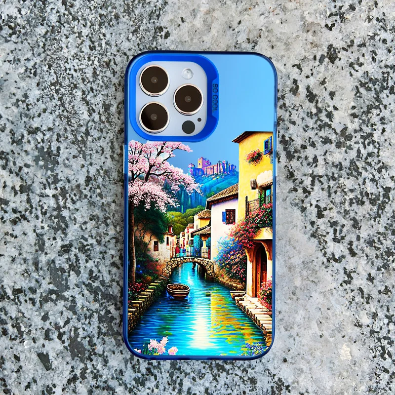 Urlaubsvilla-Landschafts-Laser-Handyhülle für iPhone 17 16 12 13 Mini Pro Max 14 11 15 Pro Max Plus Cartoon-Cover – Detail 7