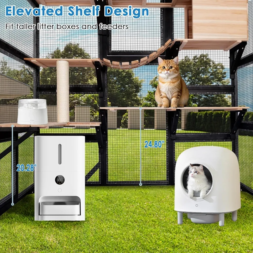 71.1" l large cat catio outdoor enclosure window acess, walk-in cage house for multiple indoor outdoor , outside