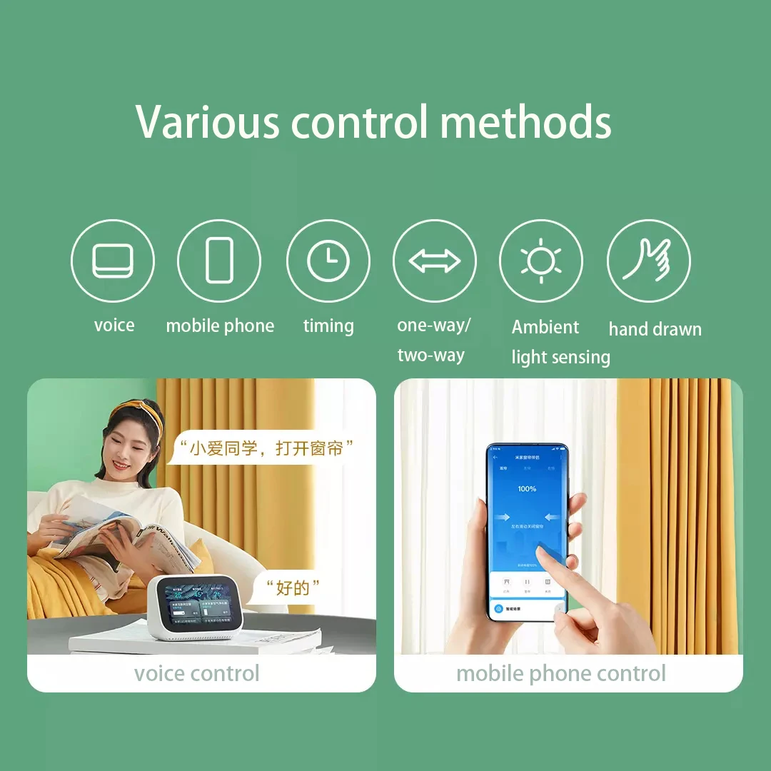 Smart Switch Roller Blind Motor Xiaomi mijia Smart Curtain Motor Voice Control Switch Electric Curtain Robot mijia APP Control Timer Setup Mesh Smart Linkage