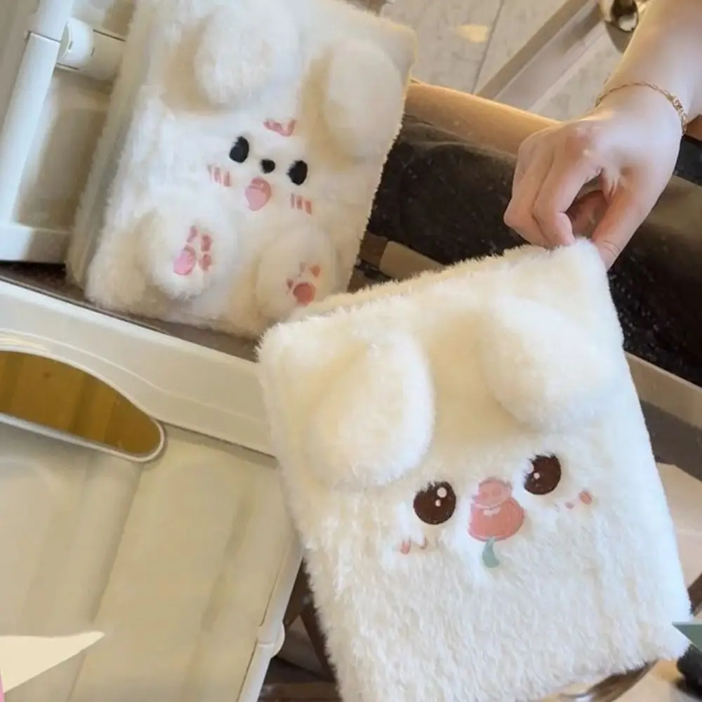 Photo album card binder sleeves fluffy bear plush binder photocard holder plush puppy A6 collect album notebook 4 grids cartoon dog card photocard binder