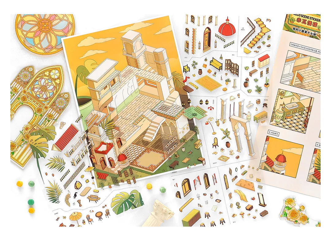 Kawaii Luxus Schloss 3D Wüste Schloss Landschaft Aufkleber DIY Tasche Kabine Szene Weihnachtsgeschenke ﻿ – Detail 11